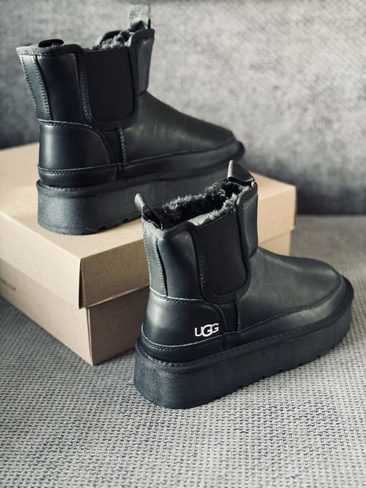 Ugg chelsea leather black кожаные черные угг челси