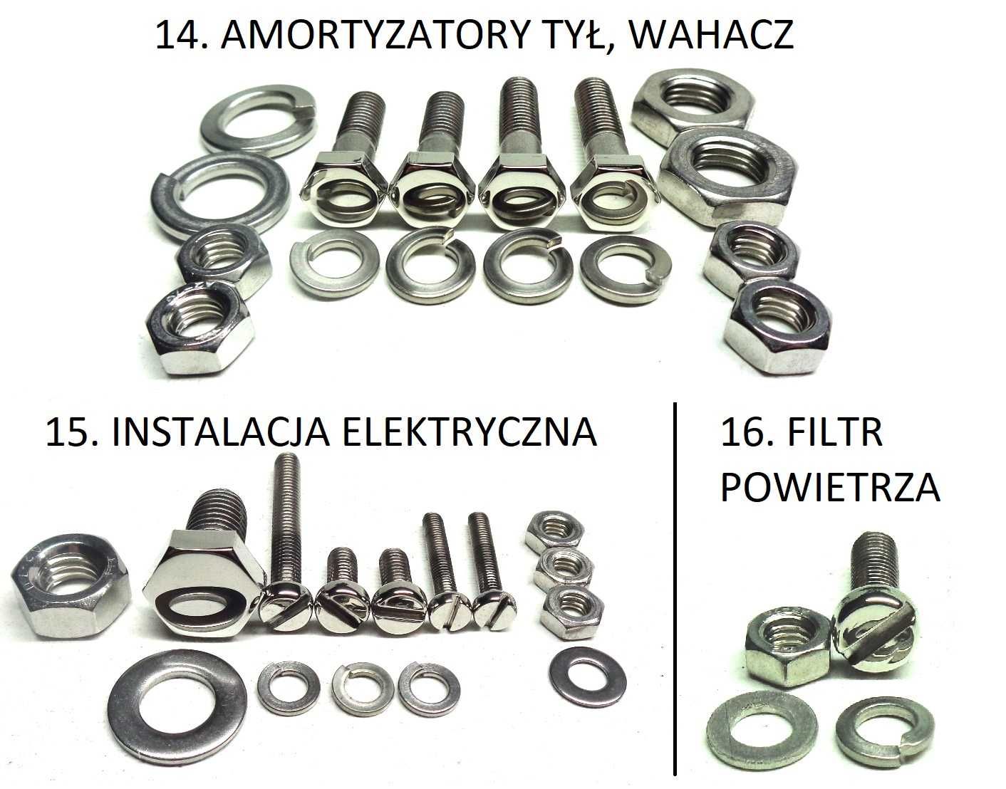 Komplet śrub nierdzewnych WFM M06 WSK M06L śruby POLEROWANE Polerka