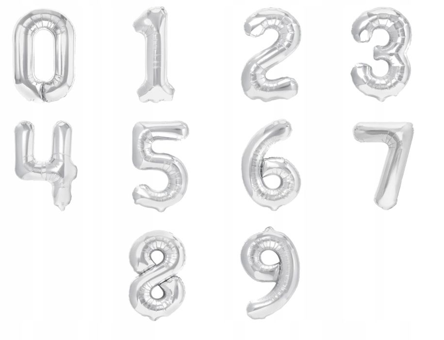 zestaw balony cyfra 5 srebrna 100 cm na piąte urodziny  xxl na hel