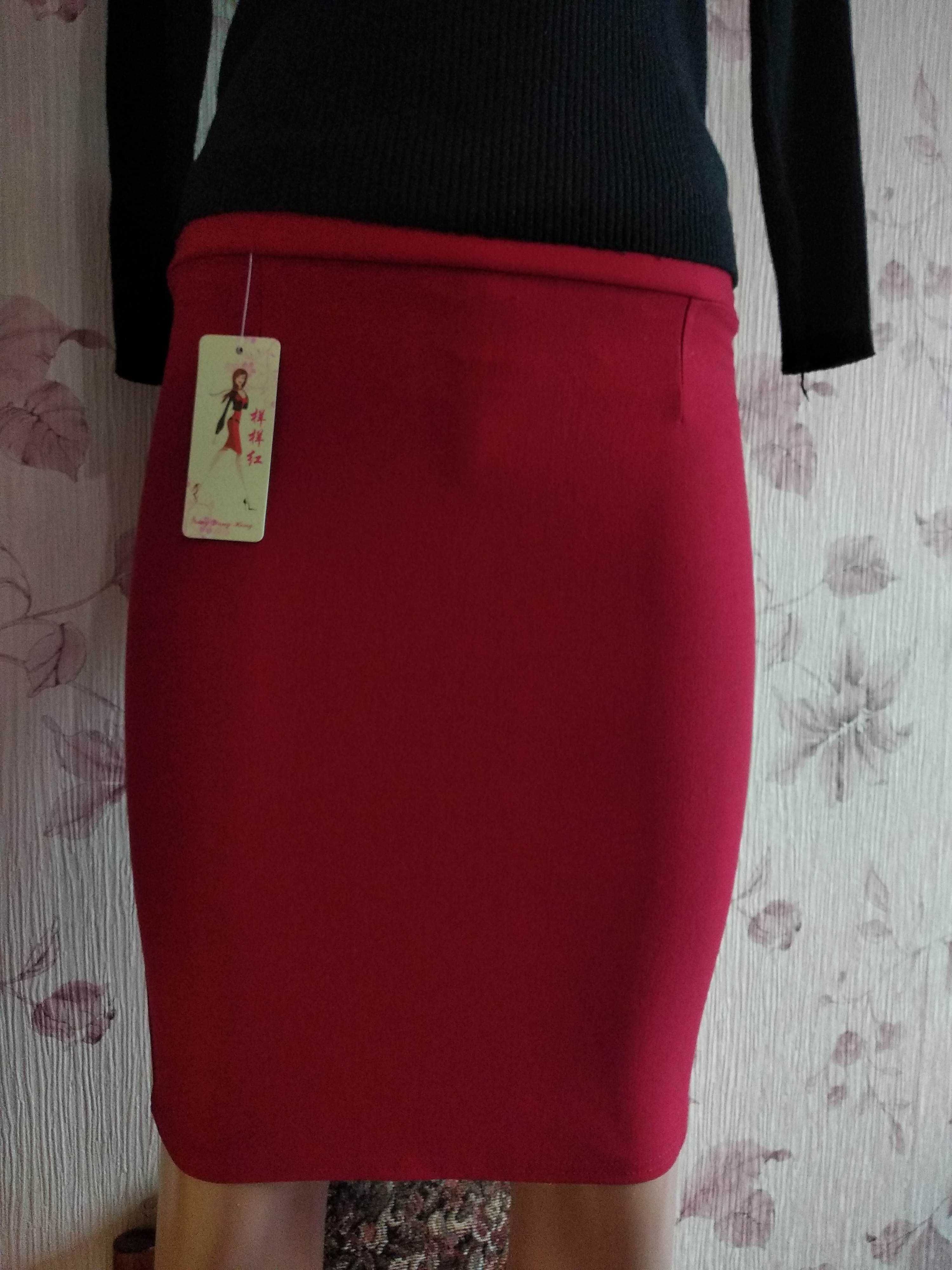 Женская красная юбка карандаш червона спідниця