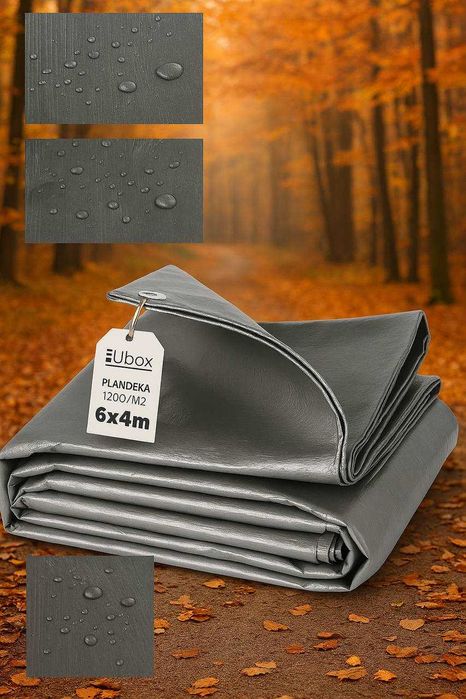 Plandeka Wzmacniana 4x6m Płachta mrozoodporna wodoodporna gruba 120gm2