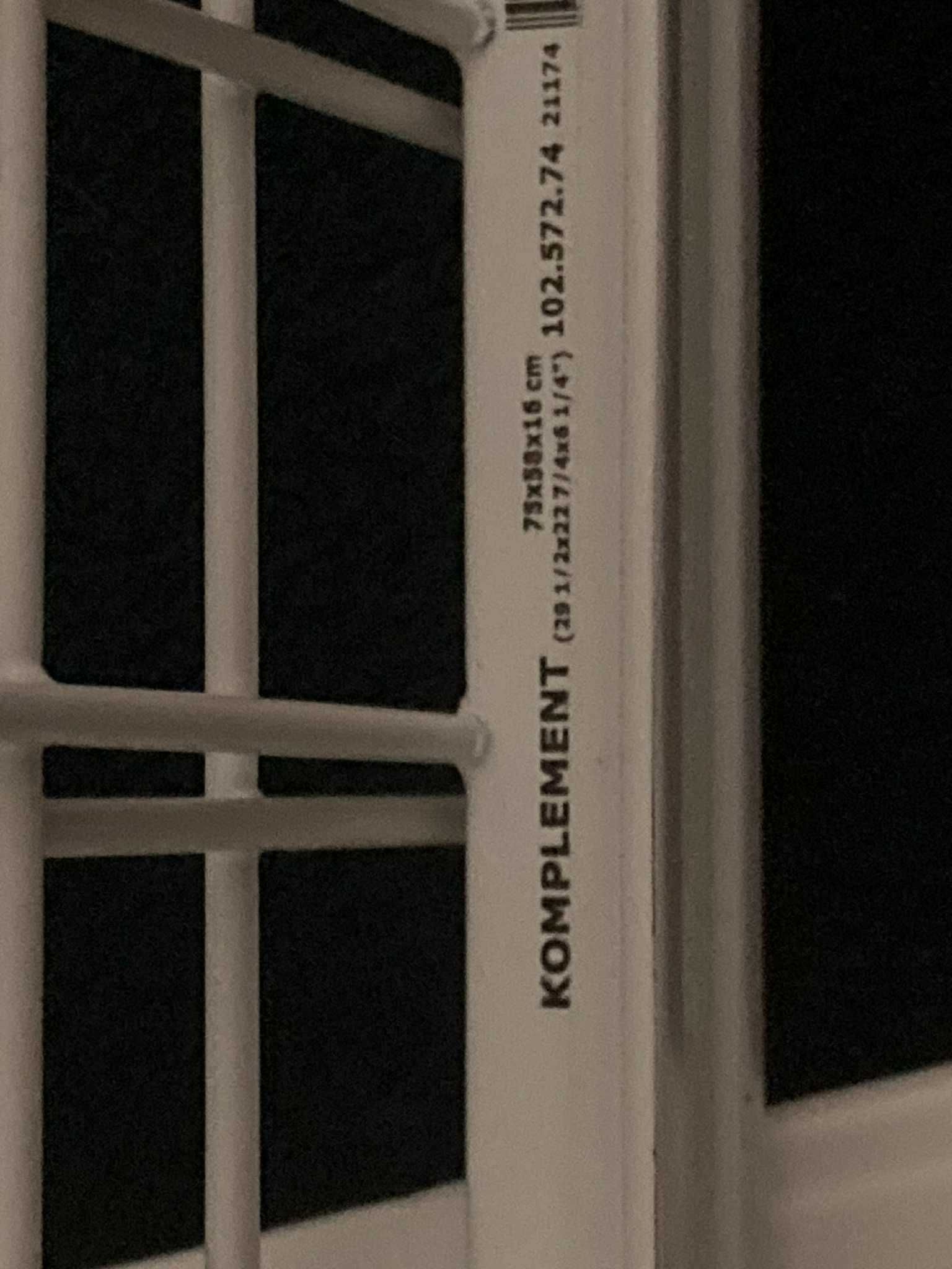 IKEA Komplement - Cesto de rede branco 75x58 cm c/calha (2 unidades)