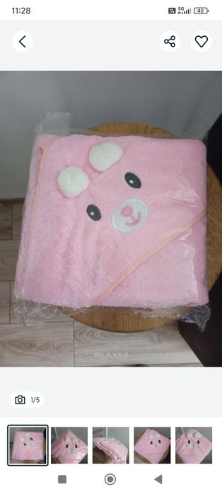 Ręcznik kąpielowy  z kapturem róż