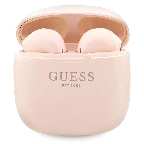 Słuchawki Bluetooth Guess Classic EST Logo TWS + stacja dokująca - róż