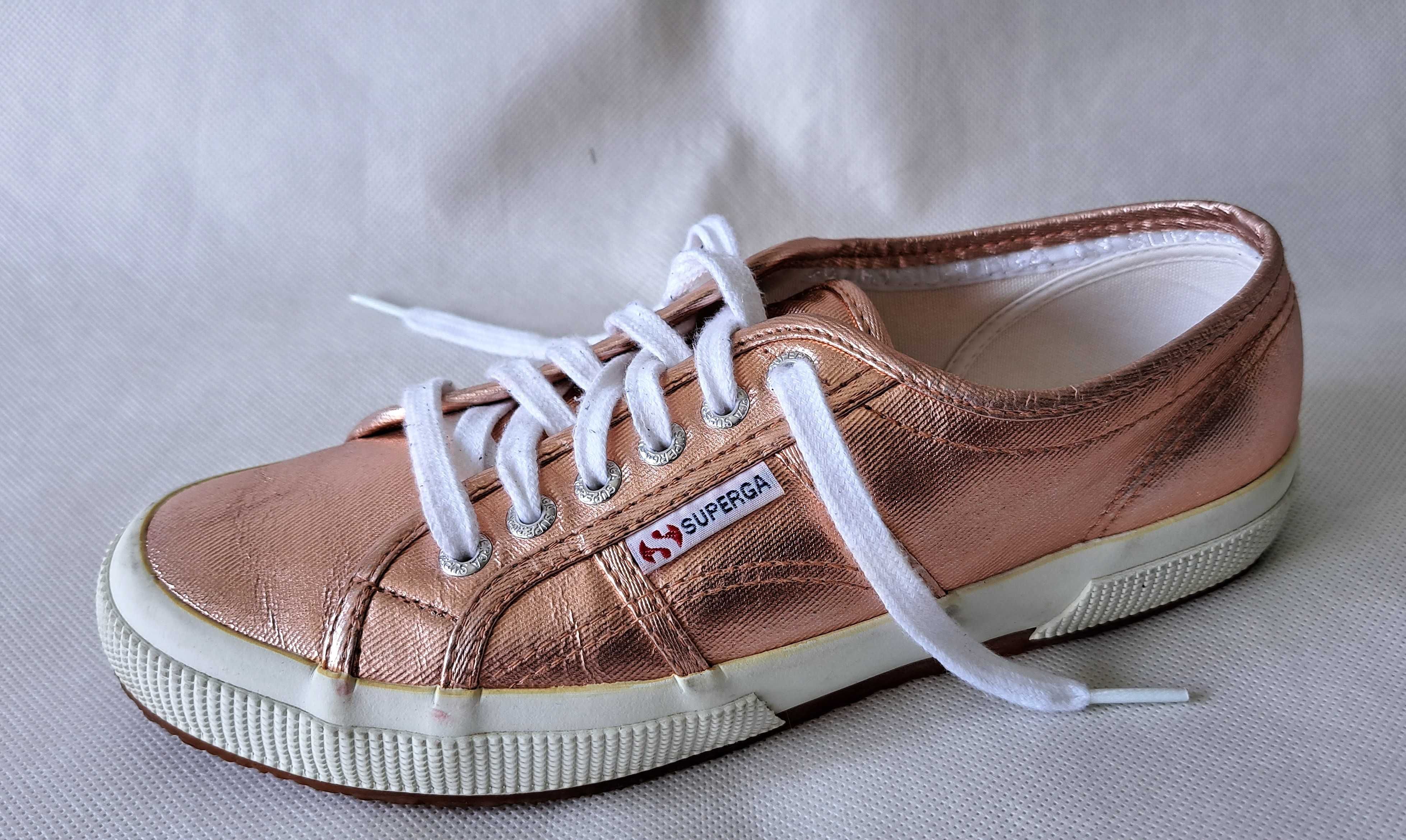 SUPERGA - Cudne Miedziane Złote Damskie Bawełniane Trampki 40