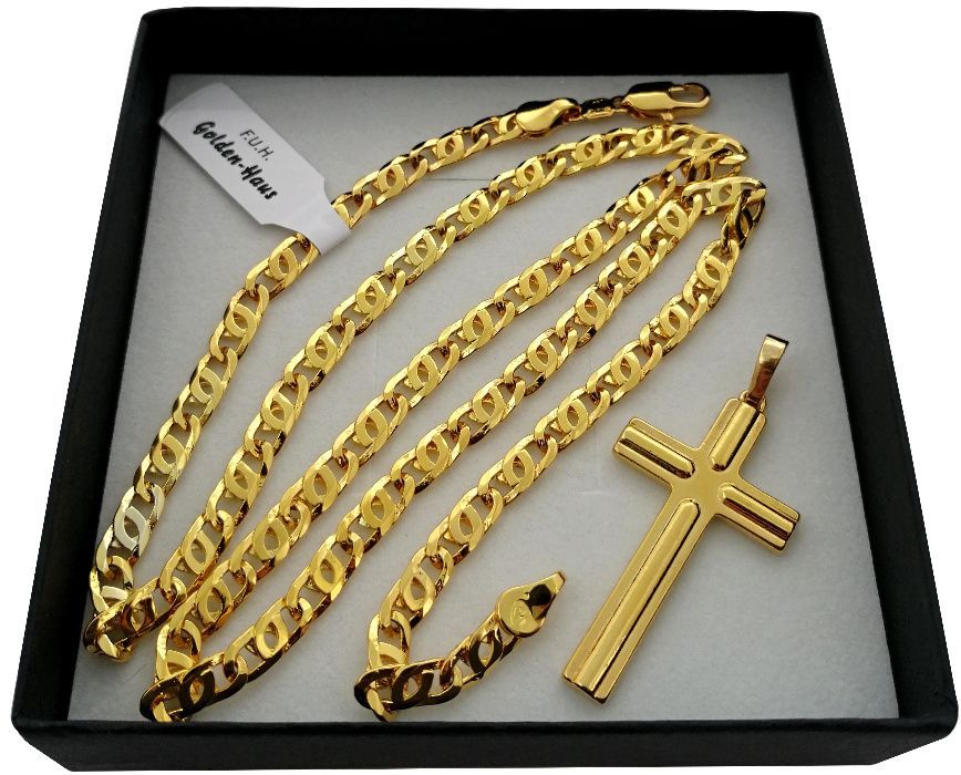 Unikalny komplet: Łańcuszek GUCCI+krzyżyk 24 karaty Gwarancja PREZENT