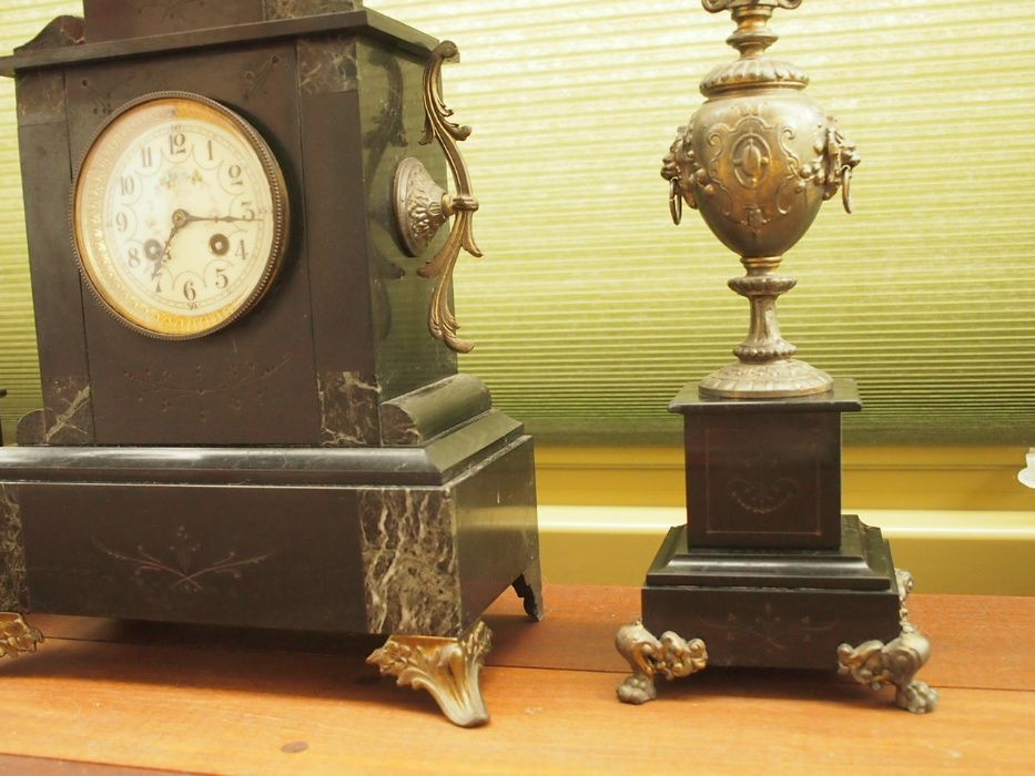 Zegar Antyk + 2 świeczniki