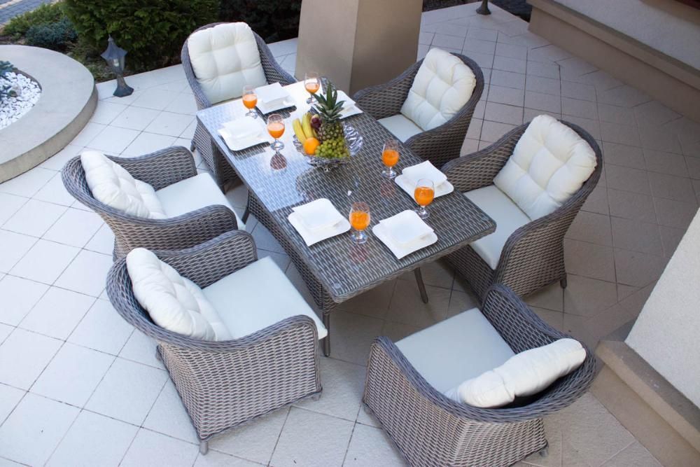 Zestaw obiadowy technorattan stół + 6 foteli