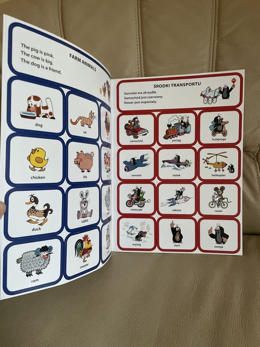 Obrazkowy angielski z krecikiem slownik karty edukacyjne Krecik