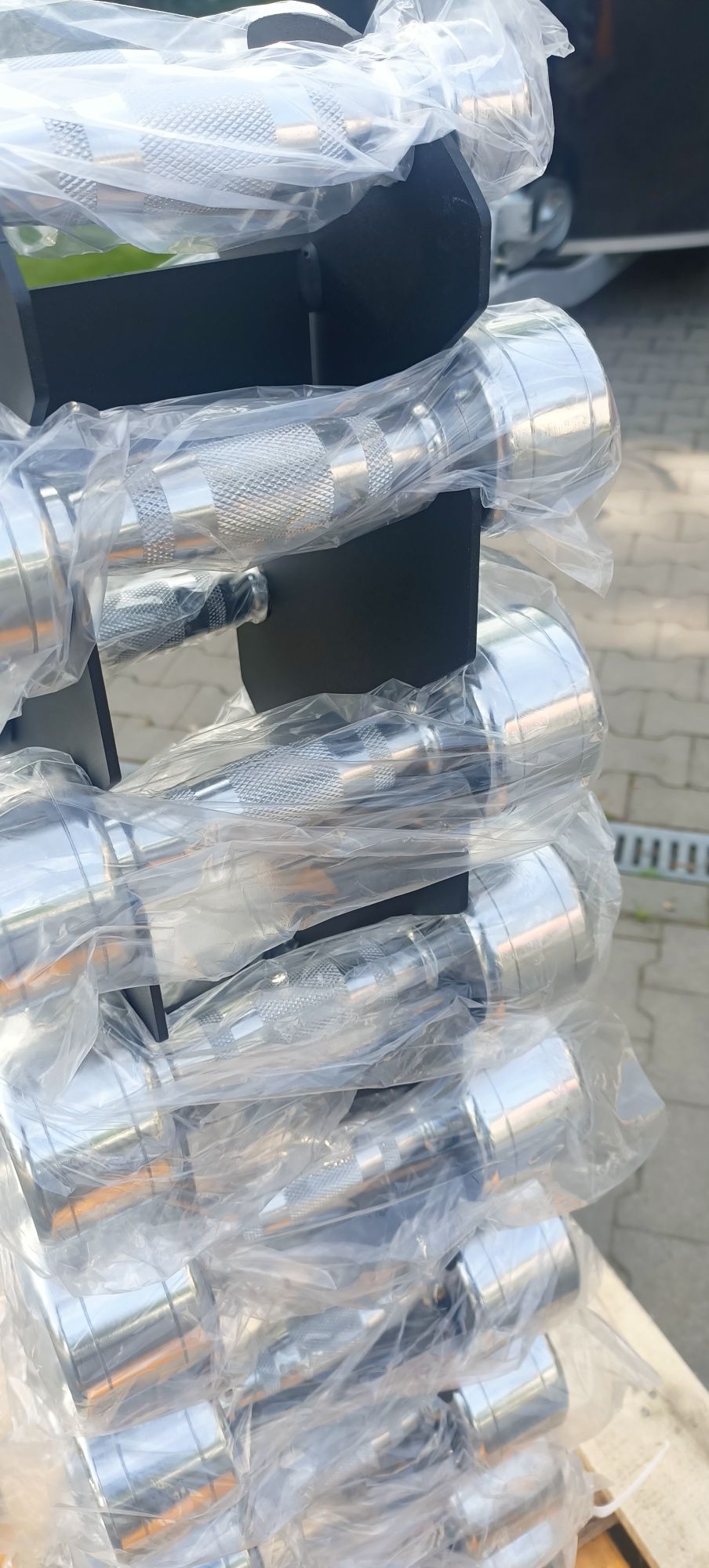 Nowy zestaw hantli chrom od 1-10kg plus stojak