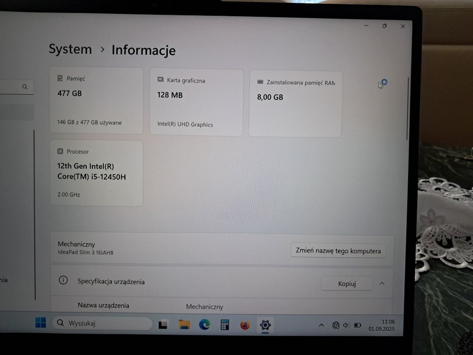 Notebook lenovo ips3 16iah8