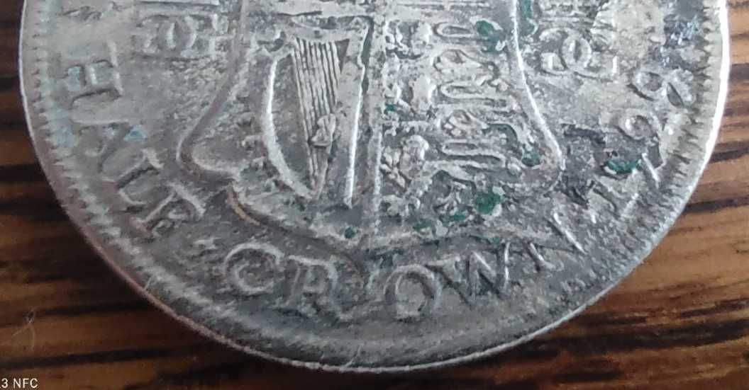 Moneta srebrna Anglia half crown pół korony 1929 srebro ag