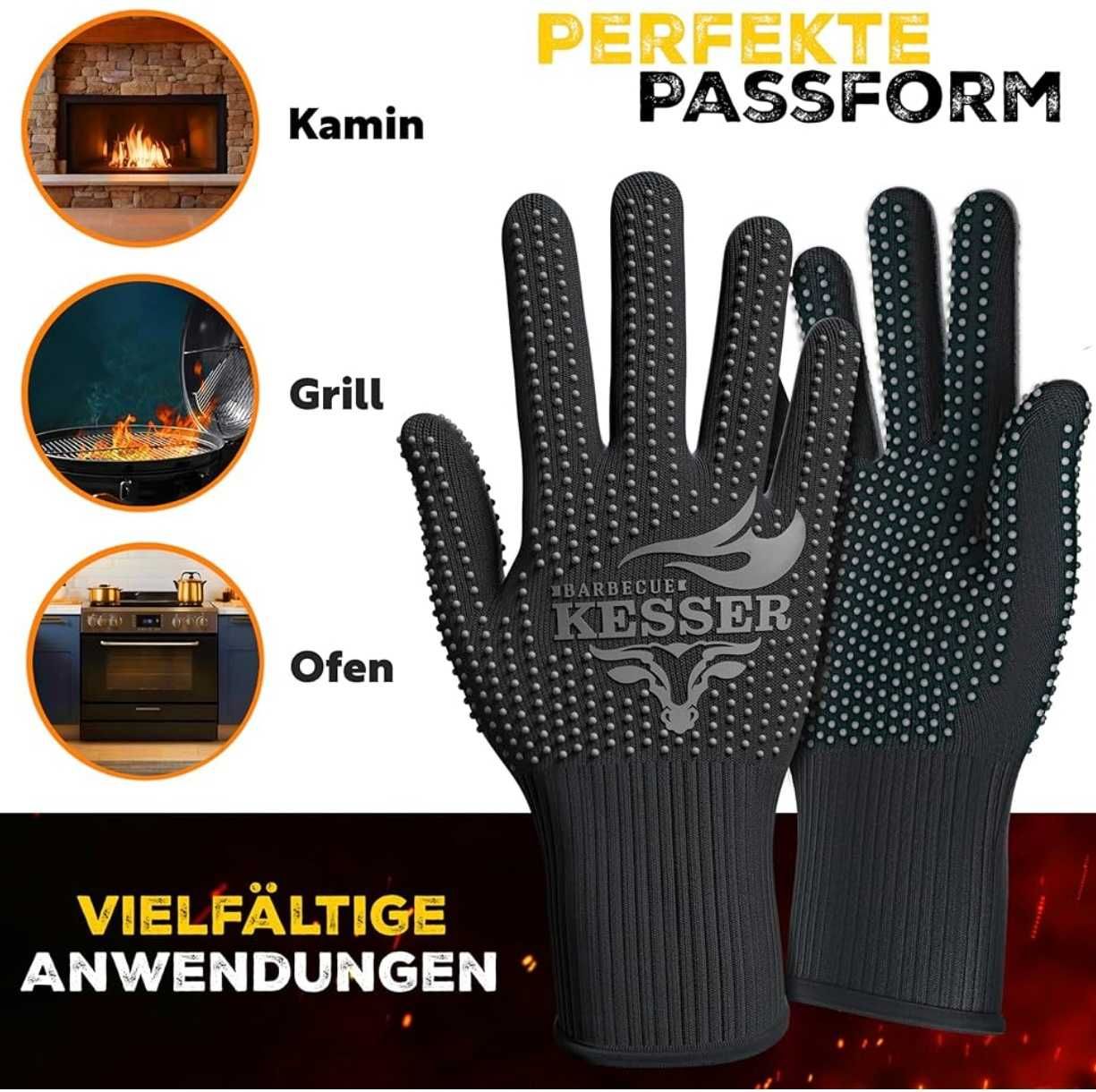 Rękawice ochronne antypoślizgowe do grilla piekarnika kominka XL/XXL