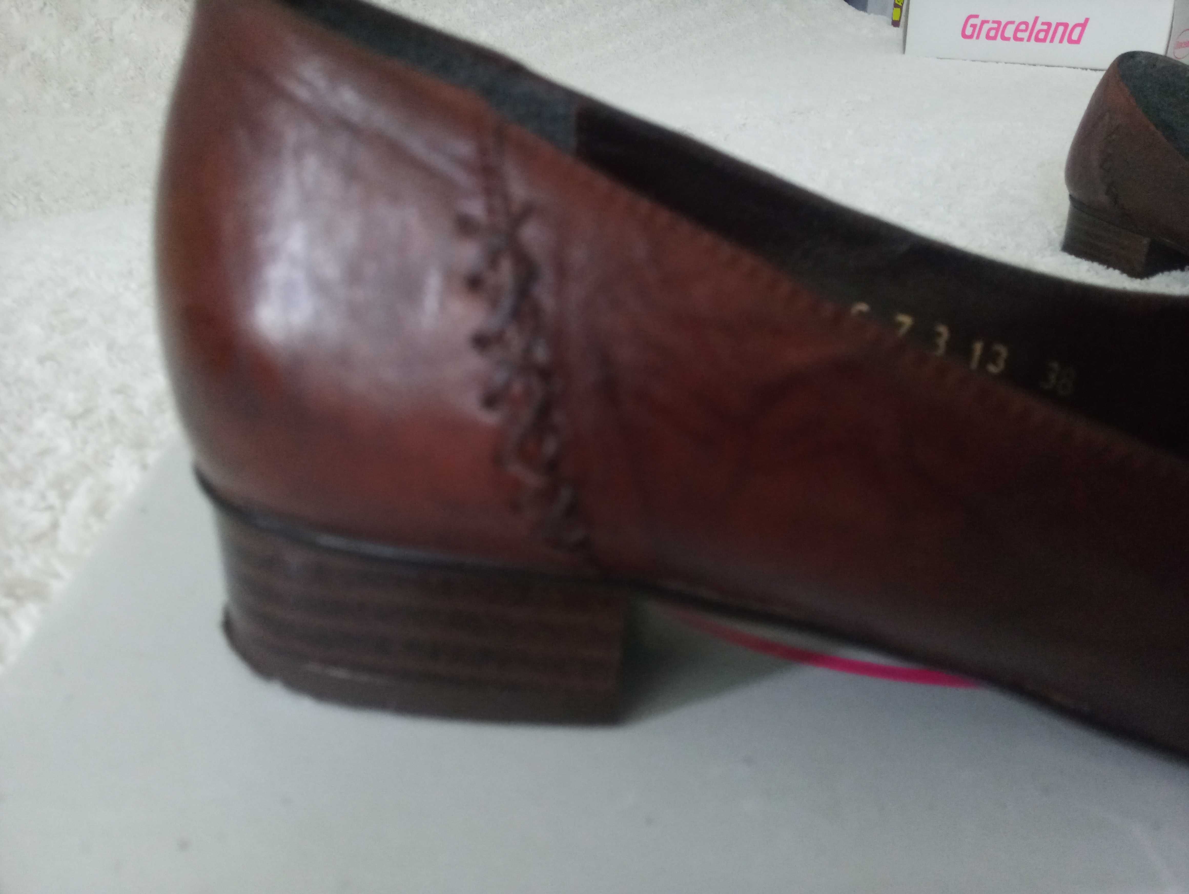 Loafersy brązowe skóra 38