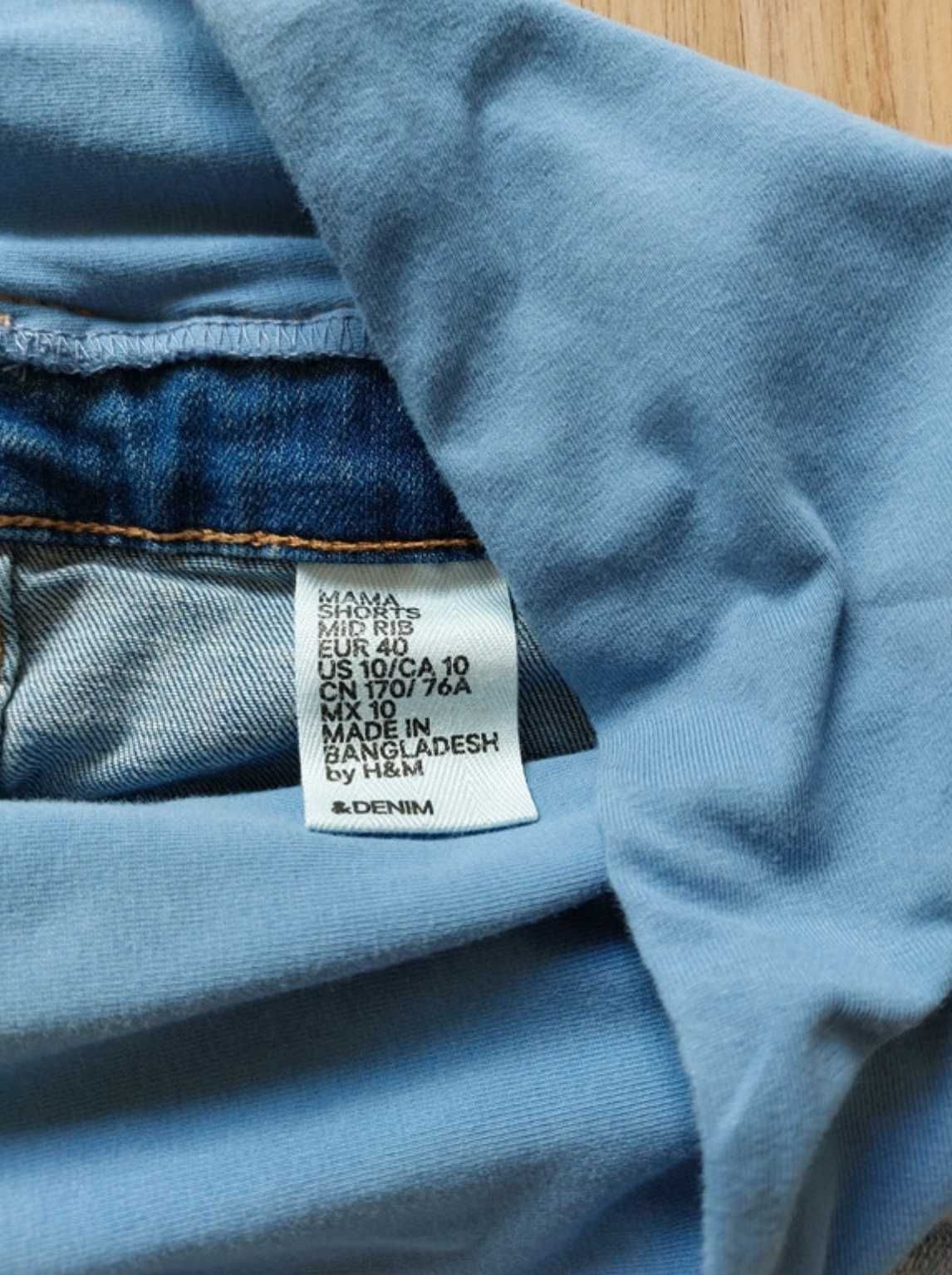 Spodenki dżinsowe szorty ciążowe H&M r40 mało rozciągliwe, raczej r38