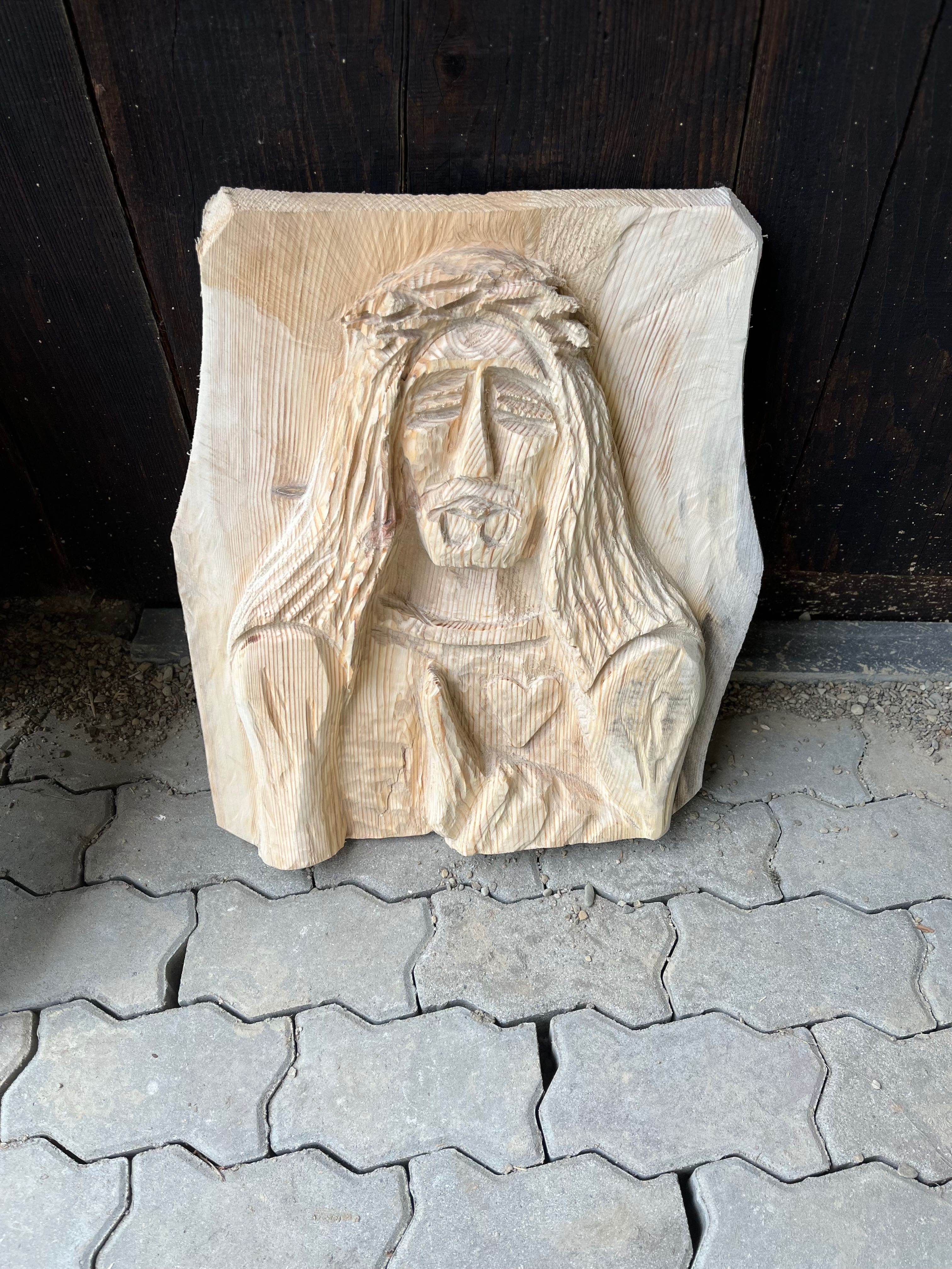 Rzeźba z drewna Jezus 3D rękodzieło! Jedyna w swoim rodzaju! Sprawdź