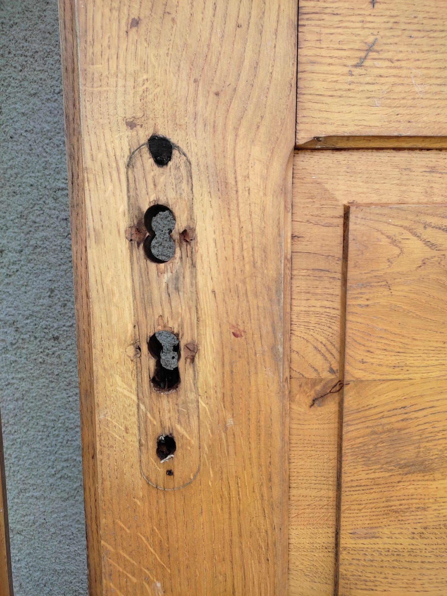 Drzwi zewnętrzne drewniane podwójne lite drewno 5 cm komplet premium