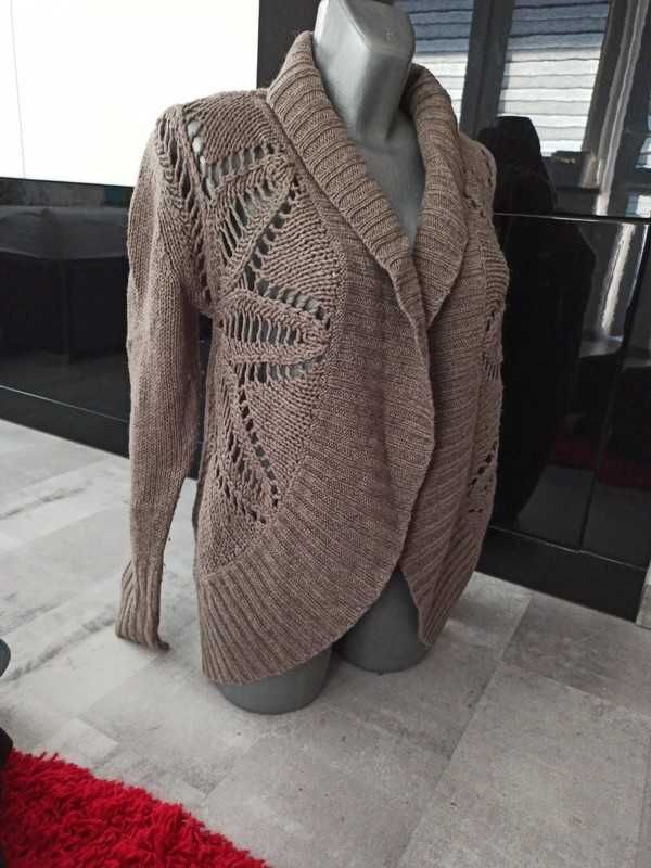 Kardigan sweter C&A Yessica XL brąz ażur