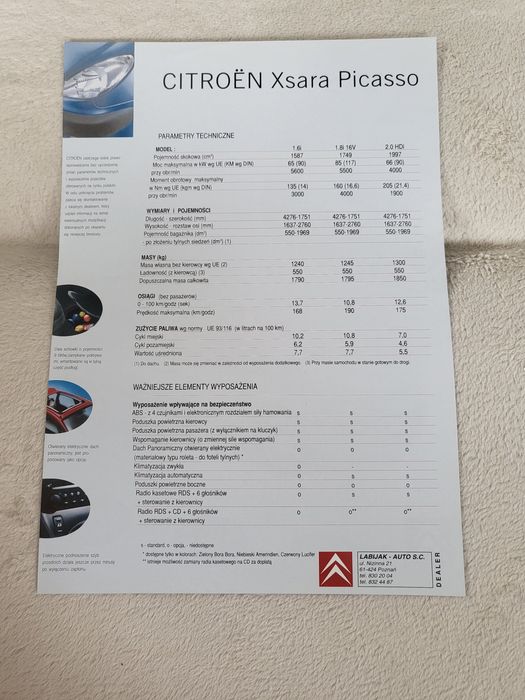 Prospekt Citroen Xsara Picasso
