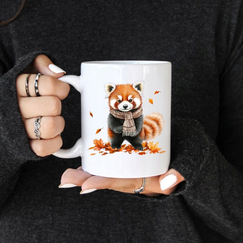 kubek słodka pandka ruda panda mała jesienne klimaty ceramika 330ml