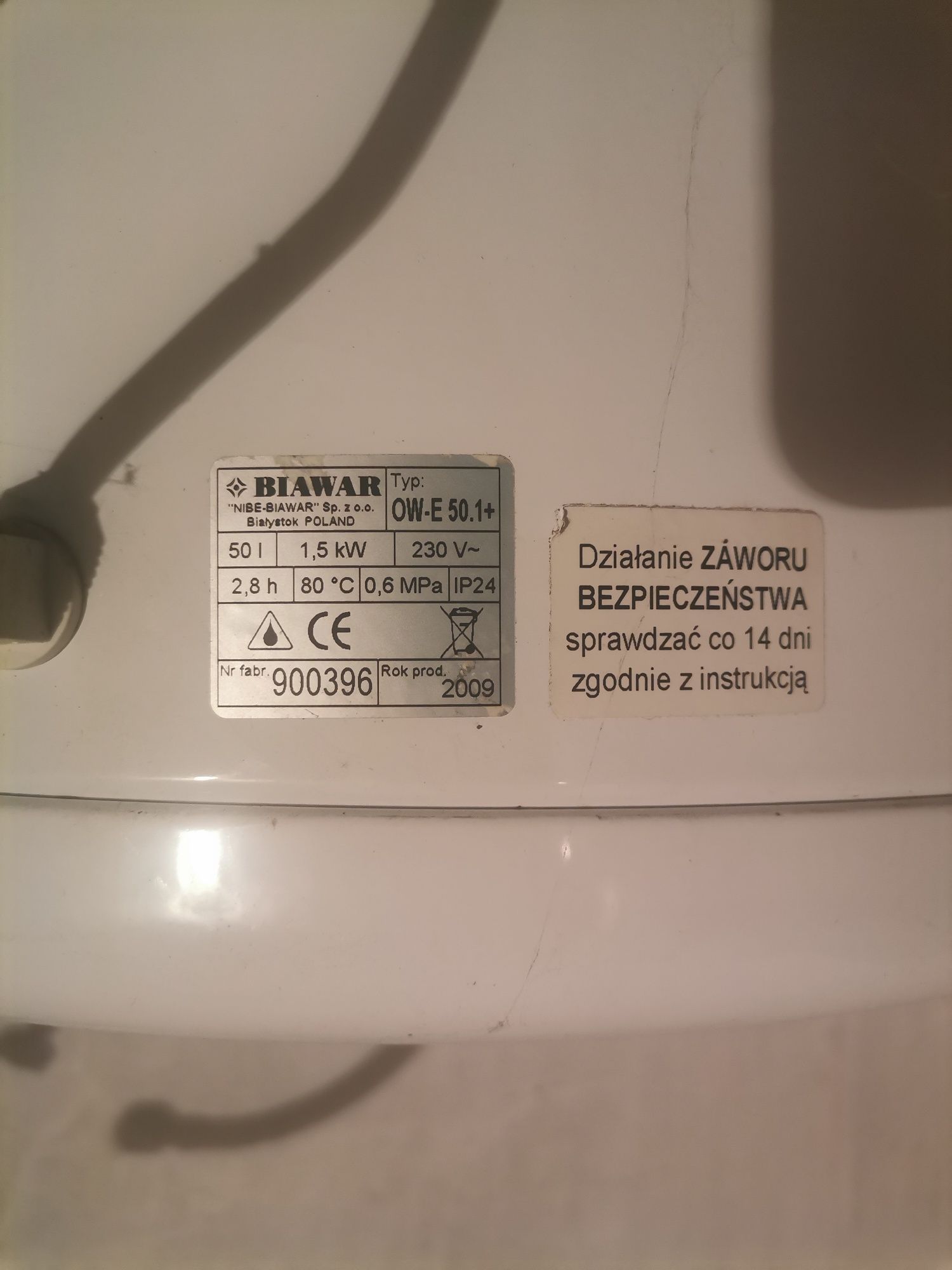 Podgrzewacz wody, bojler Biawar 50 litrów elektryczny