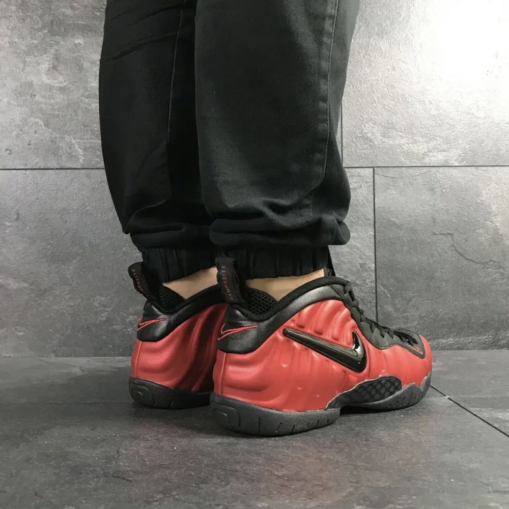 Мужские кроссовки nike air foamposite pro кожаные черные красные