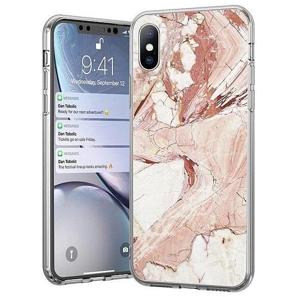 Wozinsky Marble żelowe etui pokrowiec marmur Xiaomi Mi 10 Lite różowy