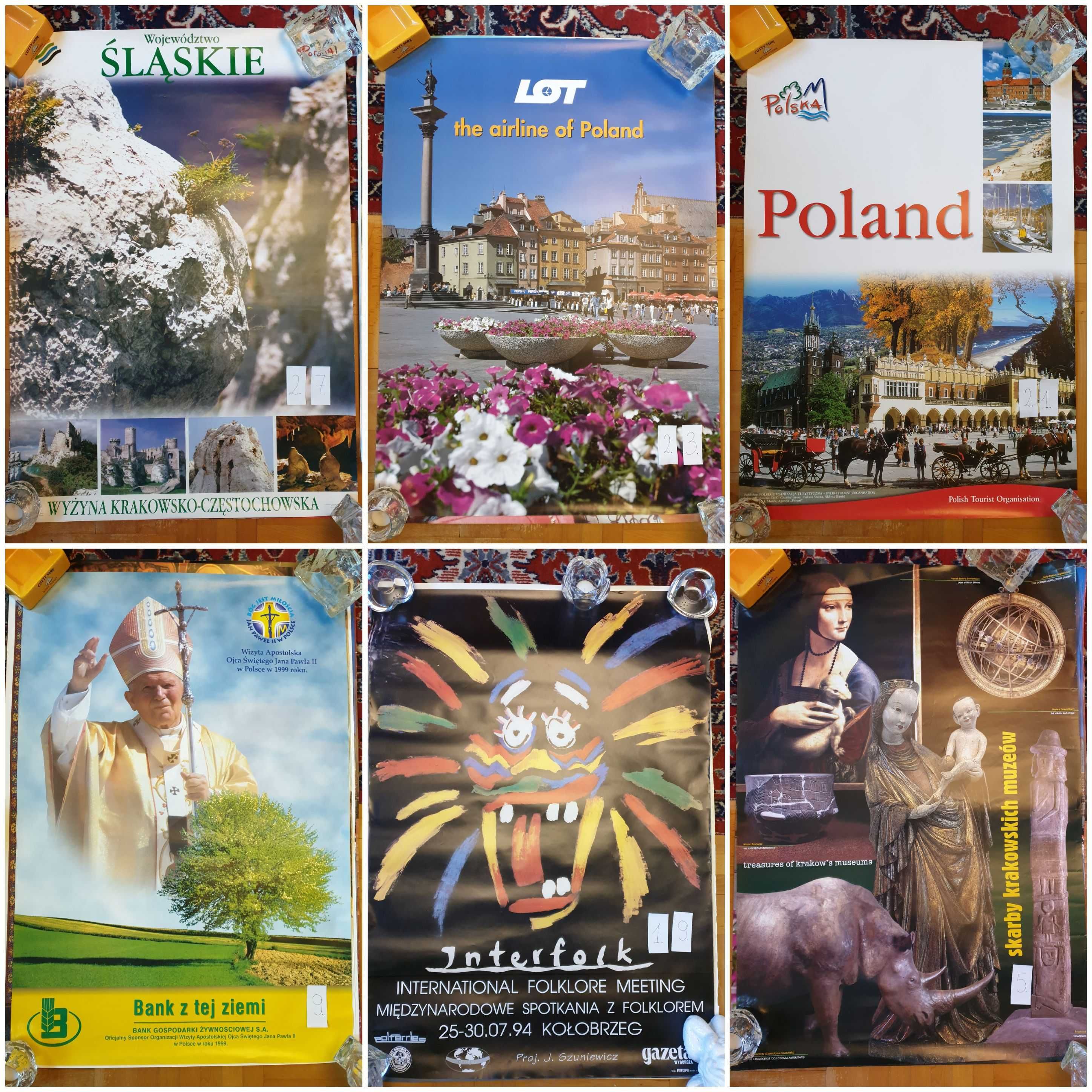 12x Plakat Polska LOT Biskupstwo Kolobrzeg, Wieliczka Kraków Interfolk