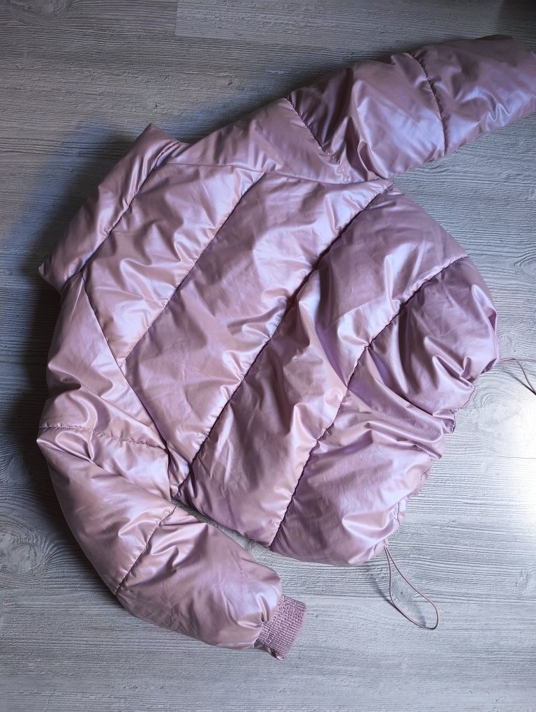Kurtka puffer zimowa 140cm pikowana fioletowa