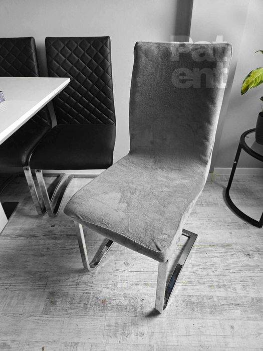 Pokrowce na krzesła miękkie welurowe komplet szare 6 sztuk