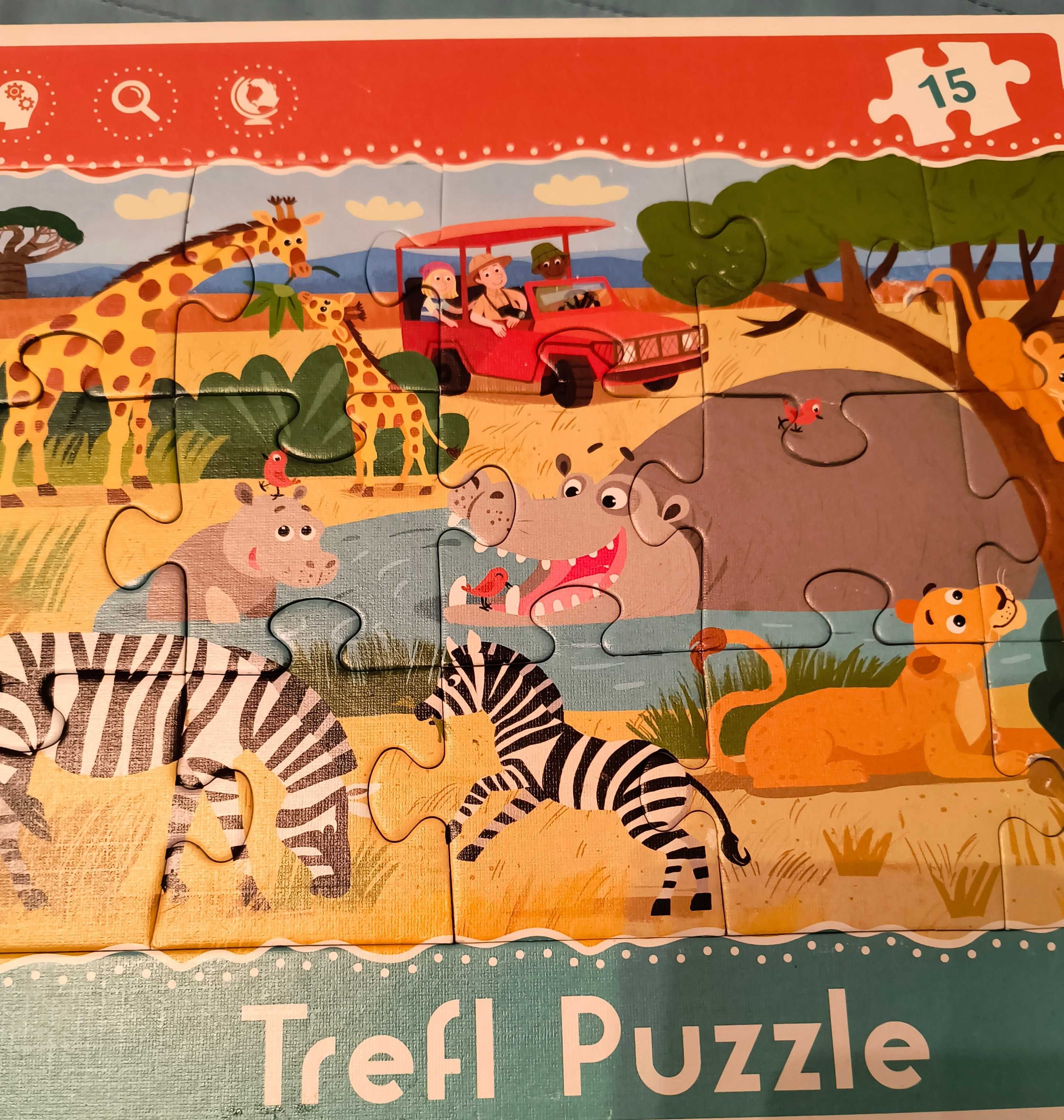 Trefl 31217 puzzle ramkowe safari 15 elementów zwierzęta Afryka