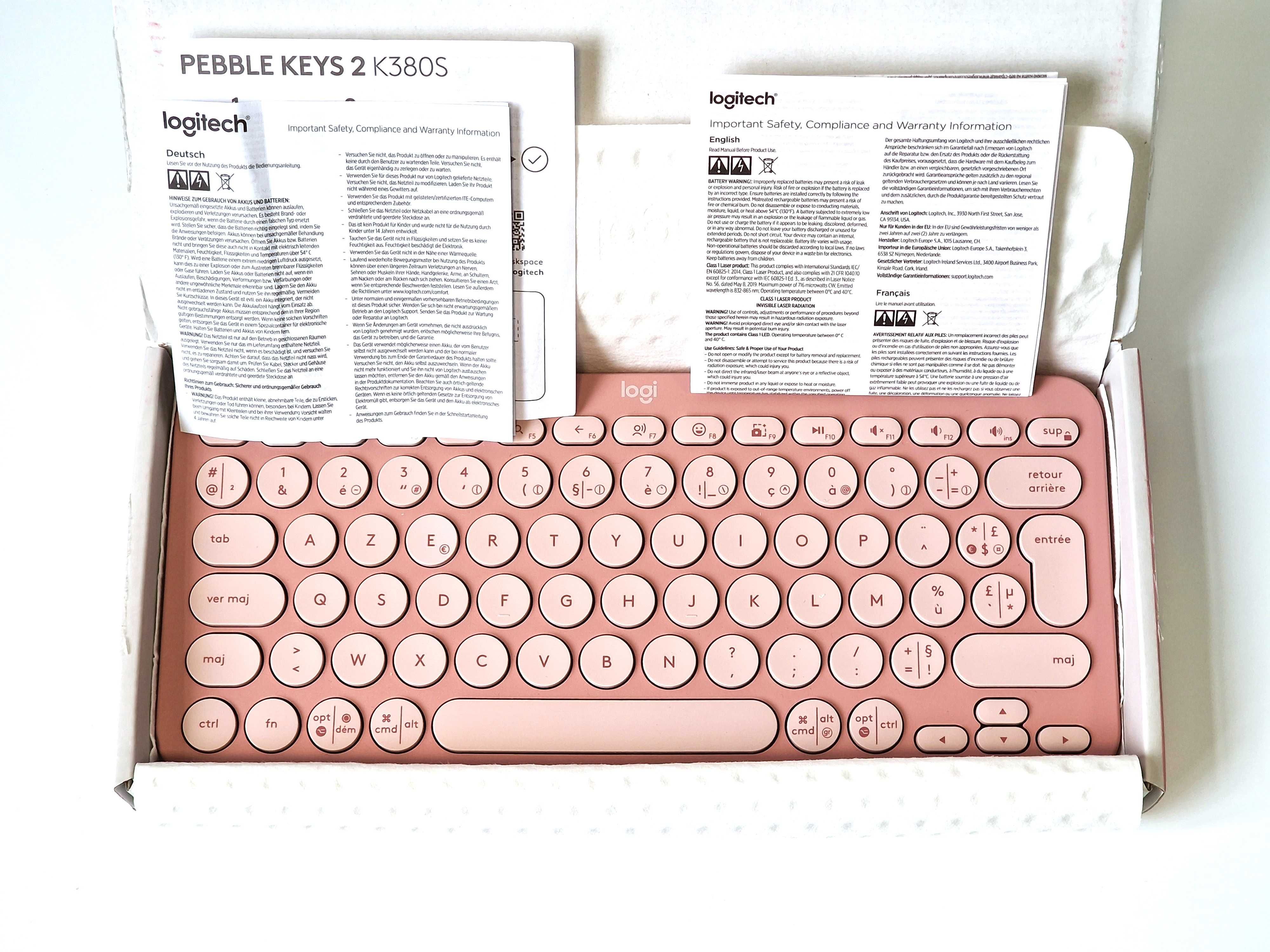 Klawiatura bezprzewodowa Logitech Pebble Keys 2 K380s różowa