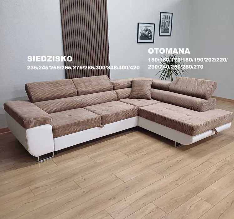 Narożnik Arteon POD WYMIAR Kanapa Sofa Rogówka Łóżko Usb + GRATIS