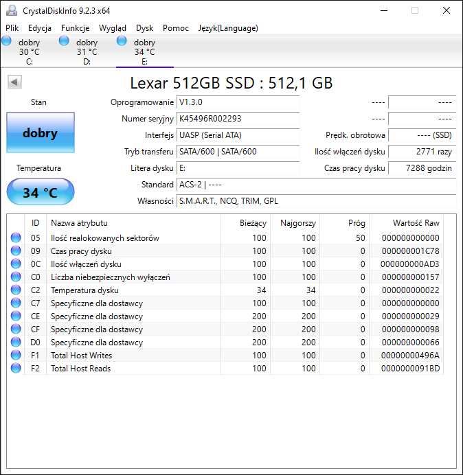 Lexar 512GB 2,5" SATA SSD NS100 szybki