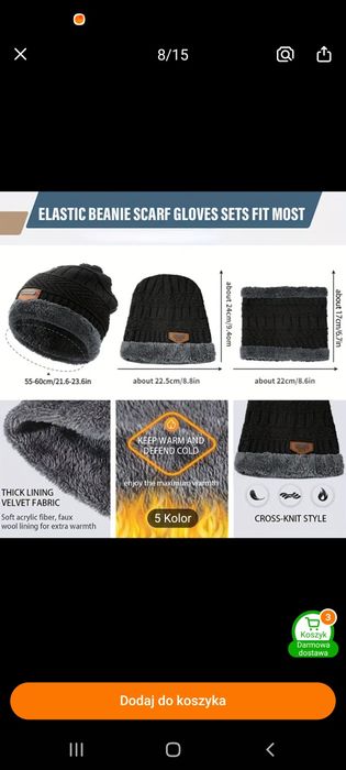 Czapka + komin - zestaw -  granatowy