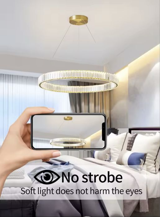 Elegancki Kryształowy Żyrandol LED 2 Okręgi