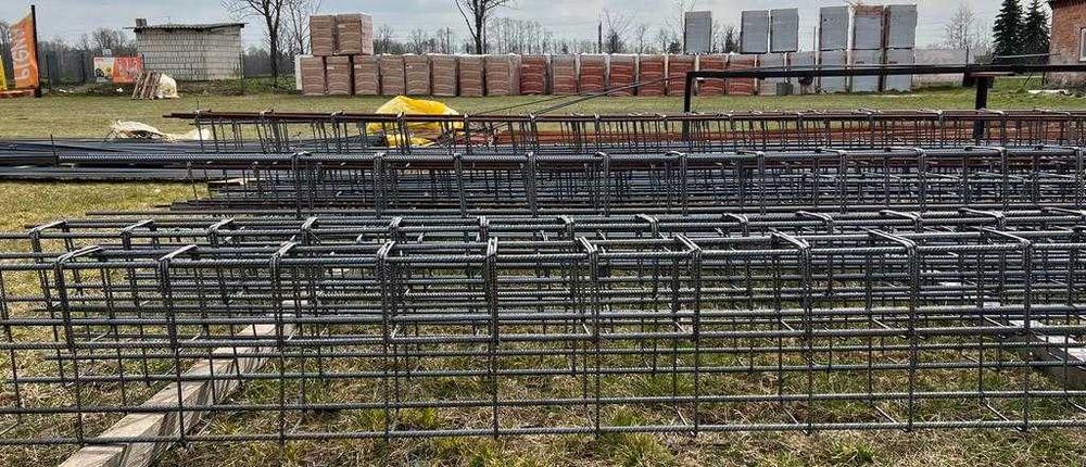 Zbrojenie na fundamenty, słupy wieńce.