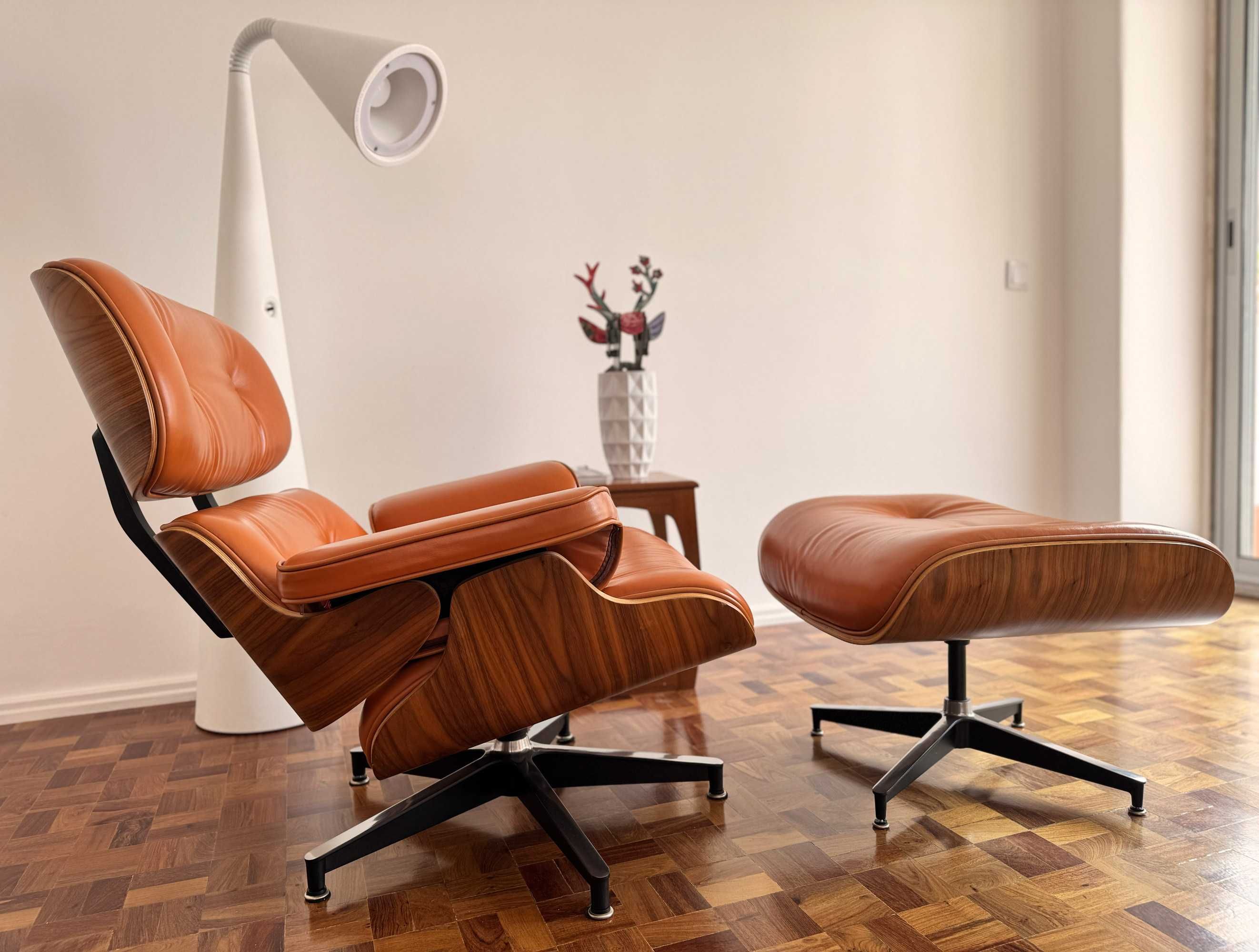 Cadeira lounge Eames com otomano – réplica de alta qualidade