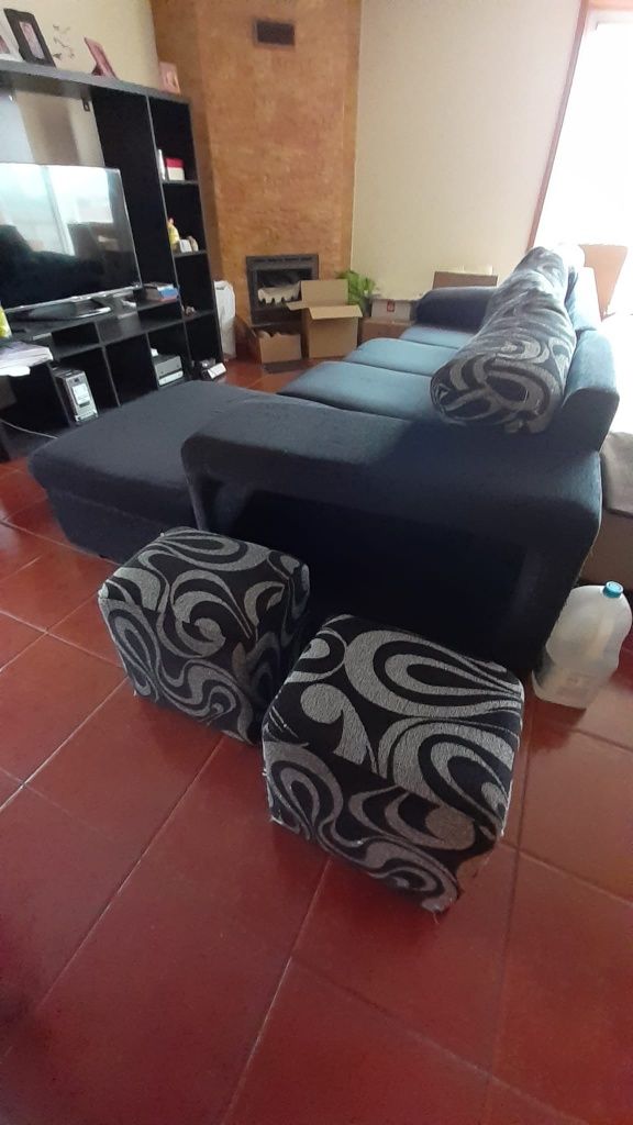 Sofá Chaise Longue Preto Matizado