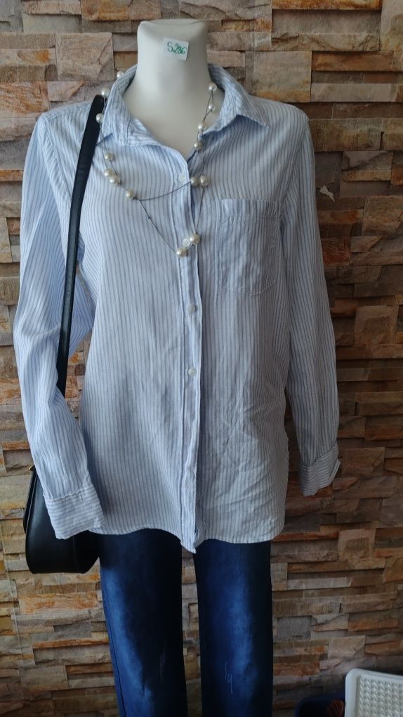 Lniana oversize koszula w paski rozmiar XS . H&M