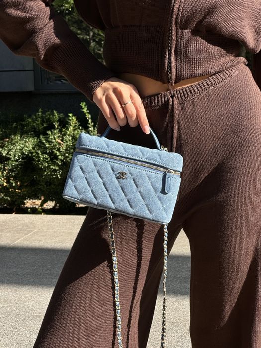 Сумка Chanel CC Top Handle Long Vanity Denim/Gold