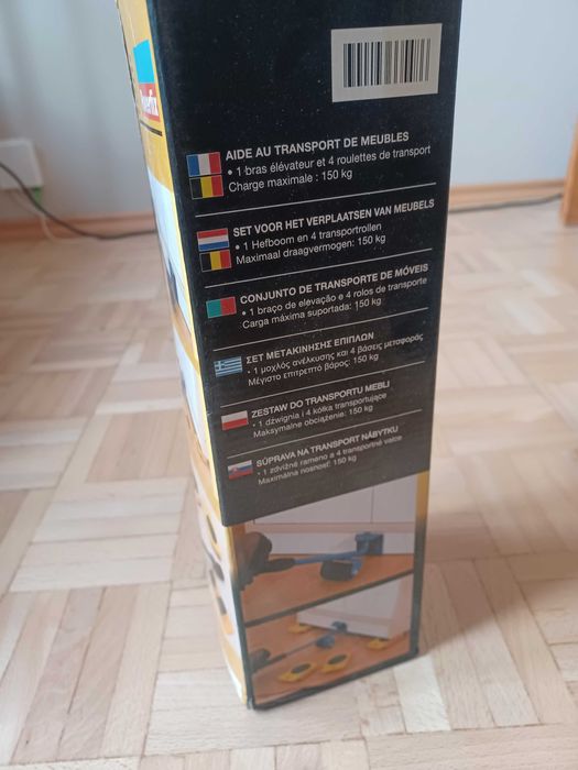 Zestaw do przenoszenia transportu mebli POWERFIX 150 kg dźwignia kółka