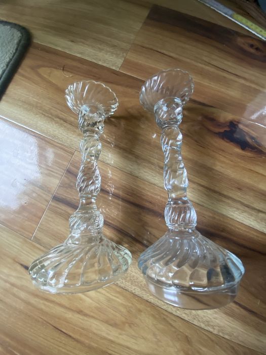 Świeczniki  szklane 2 szt   vintage