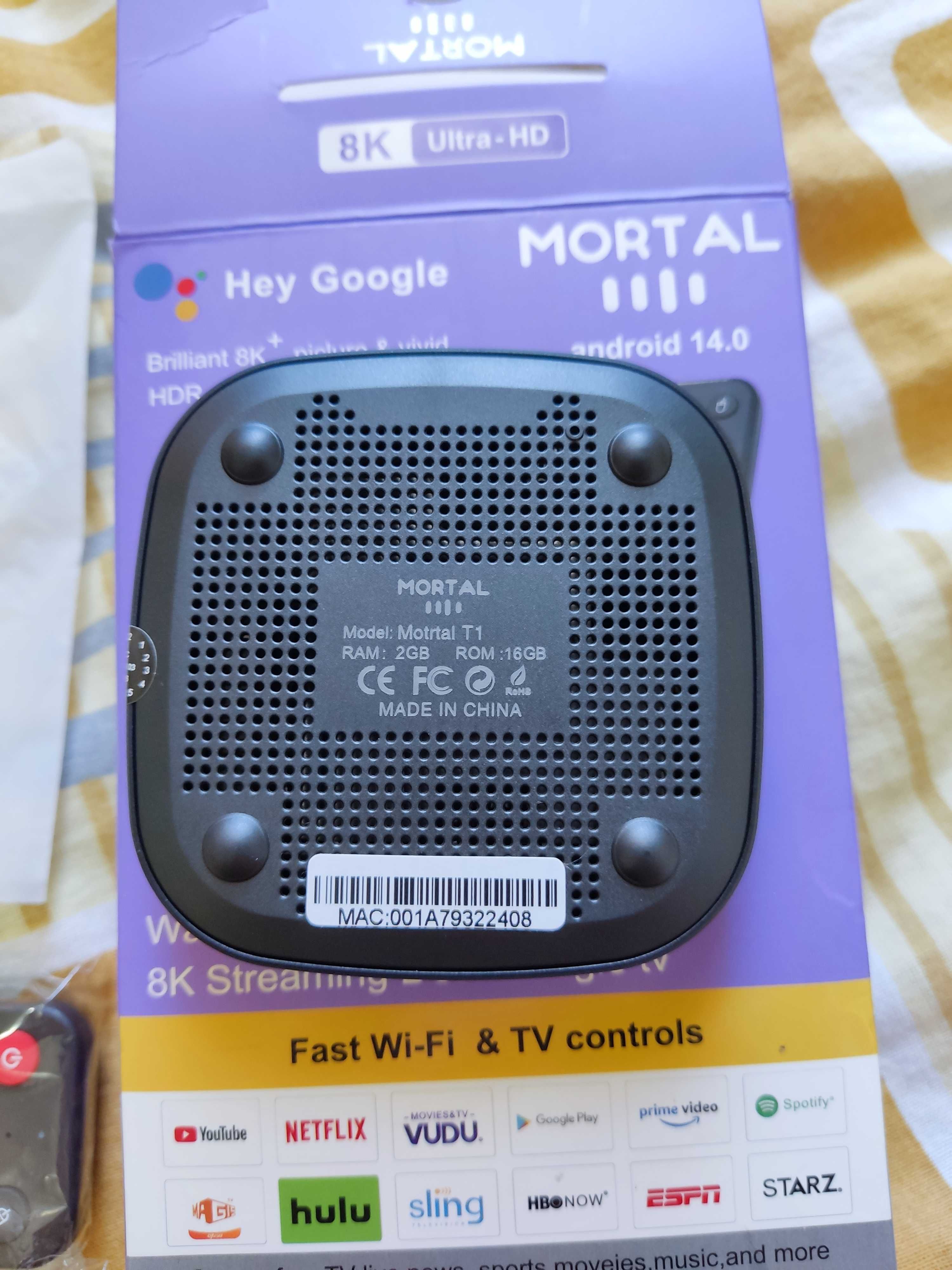 Cмарт ТВ андроид приставка Mortal T1 2/16 GB 4K TV Box Android 14