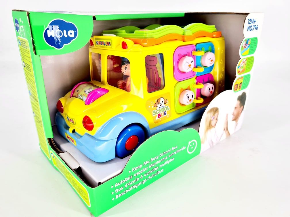 Nowy kolorowy Wesoły Autobus interaktywny Autko - zabawki