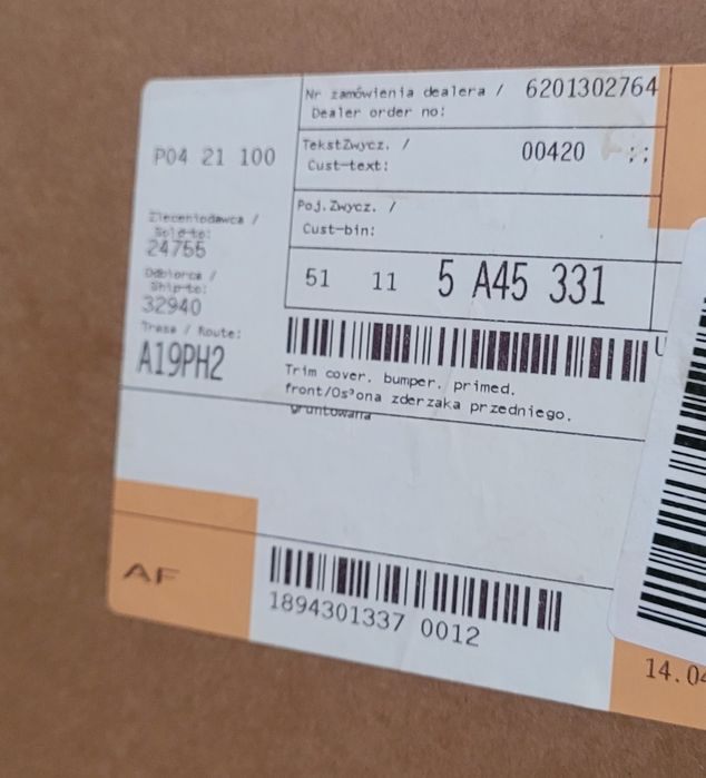 51115A45331 zderzak nowy oem x5 g05 lift