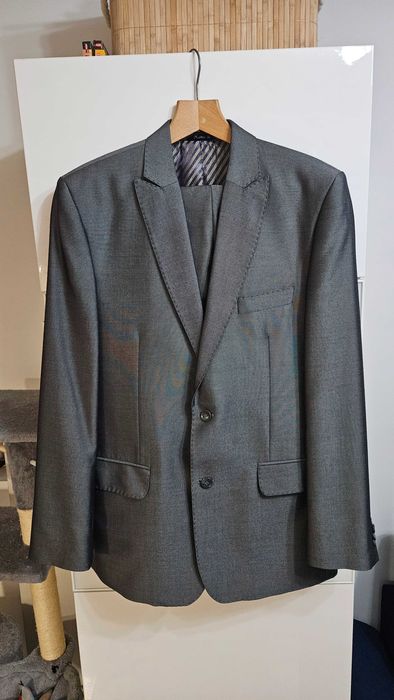 Garnitur męski jasny grafit marynarka spodnie 185cm R52 182/104-94