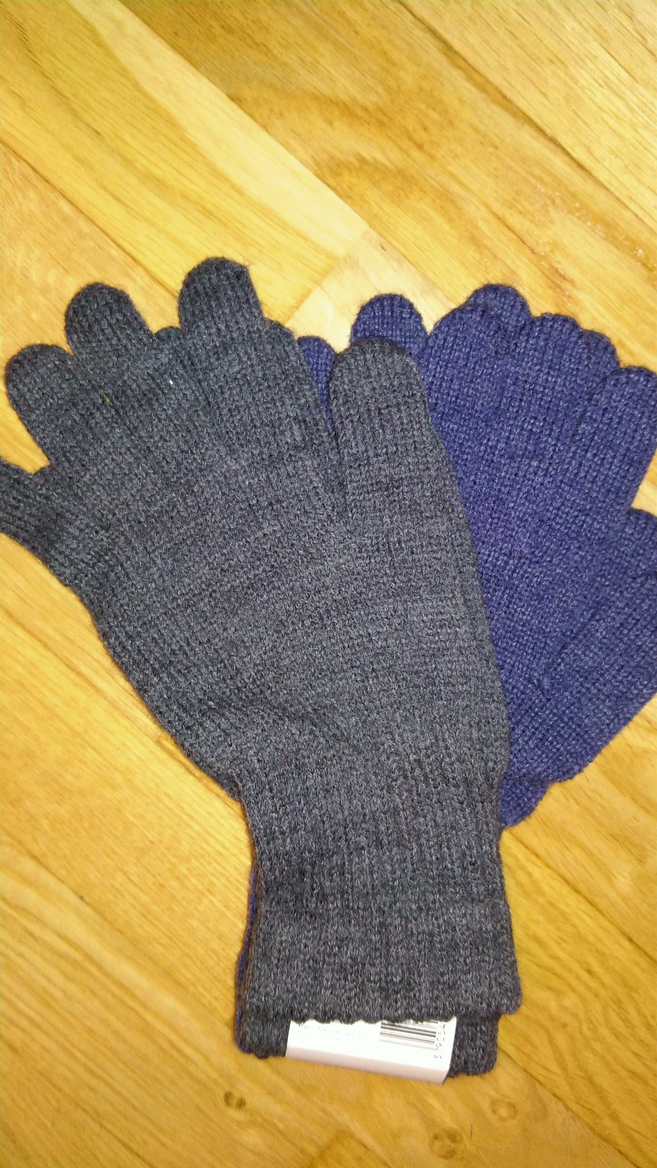 Rękawiczki damskie, zestaw 2 par, niebieskie i grafitowe, NOWE