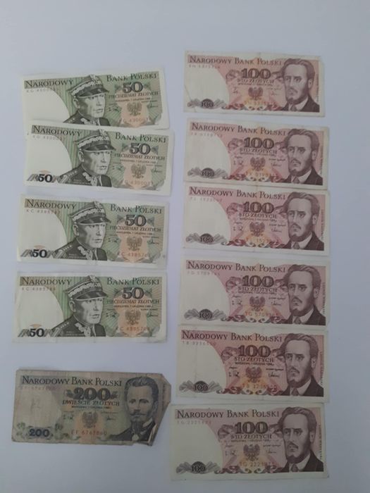 Banknoty z PRL 20zl 50zl 100zl kolejne numery seryjne