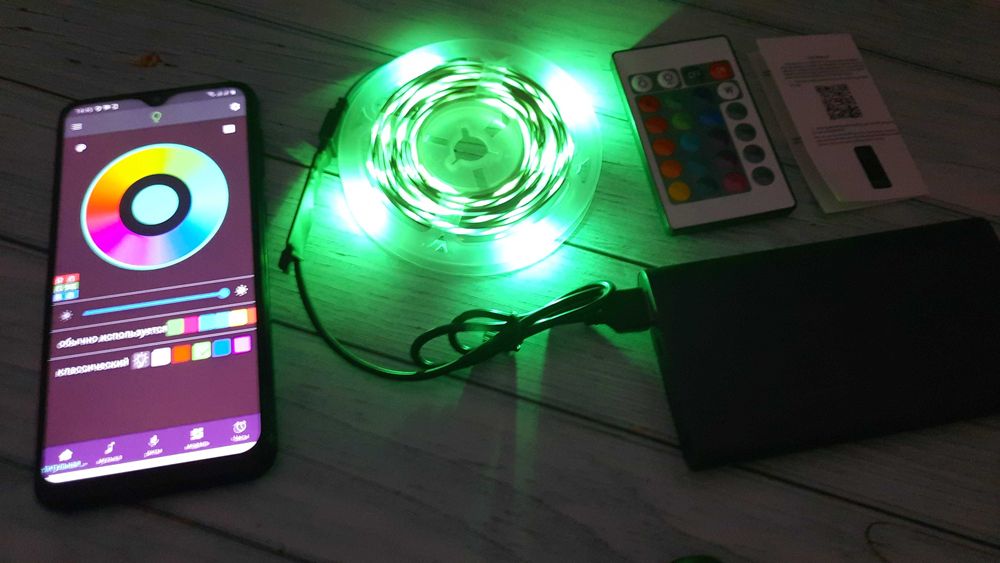 Комплект Светодиодная лента 5м RGB LED 3535 управление Bluetooth USB